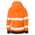 Orange Chilli Bisley Women's Taped Hi Vis Fleece Zip Hoodie with Sherpa Lining, a warm, high-visibility jacket ideal for cold weather outdoor work.