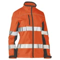 Orange hi-vis softshell jacket with silver reflective tape and charcoal contrast panels