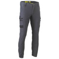 Charcoal stretch cargo pants with elasticated cuffs and multiple leg pockets with black contrast trim