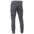 Charcoal cargo pants with elasticated cuffs, multiple cargo pockets and reinforced utility patches