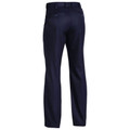 Navy permanent press men's trouser rear view showing belt loops, back welt pockets and tailored straight leg