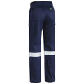 Navy cargo work pants with silver reflective tape at lower leg and cargo pockets