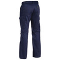 Navy blue men's cargo work pants rear view showing multi-pocket layout and reinforced knee panels
