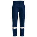 Navy ripstop work pants with white reflective tape bands above ankles and side cargo pocket