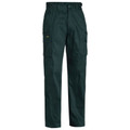 Dark bottle green cargo pants with multiple cargo pockets and belt loops