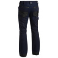 Navy stretch work pants rear view with black reinforced back pockets and double-layer knees