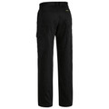 Black lightweight utility pants with cargo pockets and elastic waistband, rear view