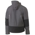Charcoal grey and black hooded fleece jacket with contrast panelling and reflective side strips