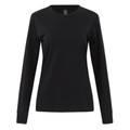 Black long sleeve women's crew neck t-shirt with smooth cotton jersey finish and fitted silhouette