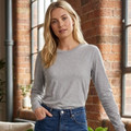 Grey marle long sleeve cotton t-shirt with crew neck and fitted silhouette