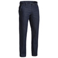 Navy denim FR work jeans with belt loops and front pockets in traditional five-pocket styling