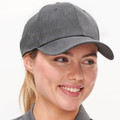 Charcoal grey athletic cap with laser-cut perforated panels and curved brim in stretch fabric