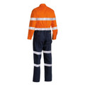 Orange and navy hi-vis coverall with reflective tape on torso and legs, rear view