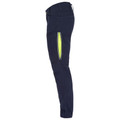 Navy ripstop cuffed work pant with yellow hi-vis reflective stripe on cargo pocket panel