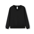 Black v-neck fleece sweater with ribbed cuffs and hem, flat front panel ideal for decoration