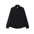 Black polar fleece half-zip pullover with stand collar and kangaroo pocket