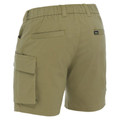 Khaki cargo shorts with elasticated waistband, side cargo pocket and rear welt pocket with tab detail