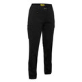 Black women's cargo pants with side pockets and yellow Bisley waistband label