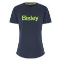 Navy women's cotton tee with neon yellow Bisley logo print on chest