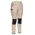 Sand women's cargo pants with charcoal knee panels, zip pockets, and multi-pocket utility design