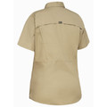 Sand ripstop work shirt with mesh ventilation panels and utility pocket, back view