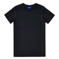 Black crew neck t-shirt with short sleeves and smooth cotton fabric finish