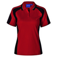 LOKI Ladies CoolDry Contrast Short Sleeve Panels Polo Red Black WS-PS62 Blank Clothing