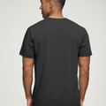 Back view of charcoal crew neck t-shirt showing smooth fabric and classic fit