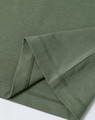 Mineral green crew neck t-shirt with visible coverstitching detail on folded hem and sleeves