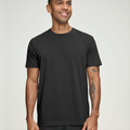 Mineral green crew neck t-shirt with short sleeves and smooth flat chest panel for decoration