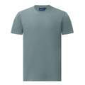 Pastel blue men's premium crew neck tee — smooth flat front, short sleeves, clean ribbed collar