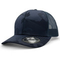 Navy camo structured trucker cap with tonal mesh back panels and curved brim, packshot view