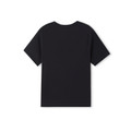 Black organic cotton kids t-shirt with crew neck and short sleeves, flat lay back view