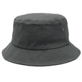 Charcoal grey cotton bucket hat with wide brim and metal eyelet ventilation