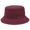 Maroon cotton bucket hat with wide brim and eyelet ventilation shown on white background