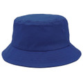 Royal blue lightweight cotton bucket hat with wide brim, smooth crown and single eyelet vent