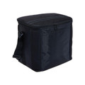 Black large cooler bag with zip lid, front panel pocket and adjustable shoulder strap