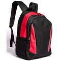 Black/Red ICONIK Structured Backpack featuring high-visibility reflective piping, a durable ergonomic design, and multiple compartments for laptop and school or office essentials.