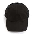 Black unstructured cotton twill cap with curved brim and eyelets, flat front panel for decoration