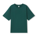Forest green oversized organic cotton tee with crew neck and relaxed boxy fit
