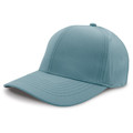 Slate blue structured baseball cap with subtle grid-texture fabric, curved brim, and button crown
