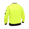 Hi-vis yellow fleece crew neck jumper with black contrast collar, cuffs and hem, rear view showing plain back panel