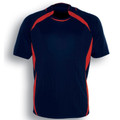 Navy sports jersey with red contrast panels on sides and shoulders for kids