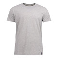 Light grey marle cotton crew neck tshirt with charcoal neckline trim and short sleeves