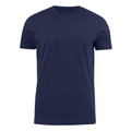 Navy blue men's short sleeve crew neck t-shirt, smooth fabric, clean chest panel, slim fit packshot