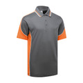 Contrast Pique Knit with Cotton Backing Polo - Grey/Orange