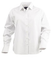 White long sleeve business shirt with collar and button front closure