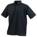 Charcoal grey cotton pique polo shirt with three-button placket and flat knit collar