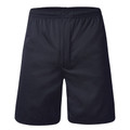 Navy boys' school shorts with elasticated waistband and smooth athletic cut