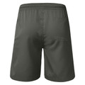 Charcoal grey school shorts with elasticated waistband and back pocket, rear view